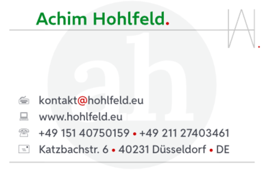 Achim Hohlfeld · Katzbachstraße 6 · 40231 Düsseldorf · Bundesrepublik Deutschland · kontakt@hohlfeld.eu