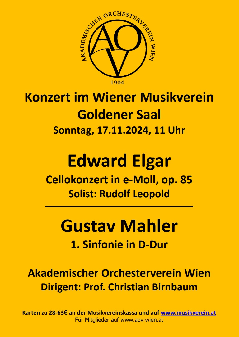 Akademischer Orchesterverein Wien : Musikvereins-Konzert 17.11.2024