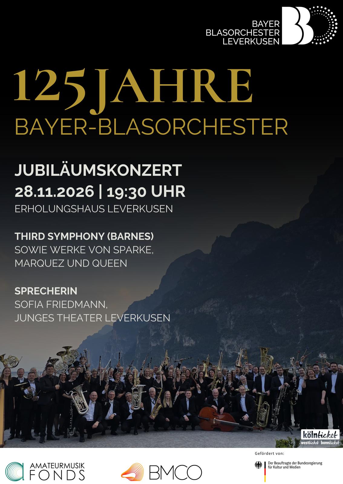 Bayer-Blasorchester Leverkusen · Plakatankündigung Jubiläumskonzert · 28. November 2026